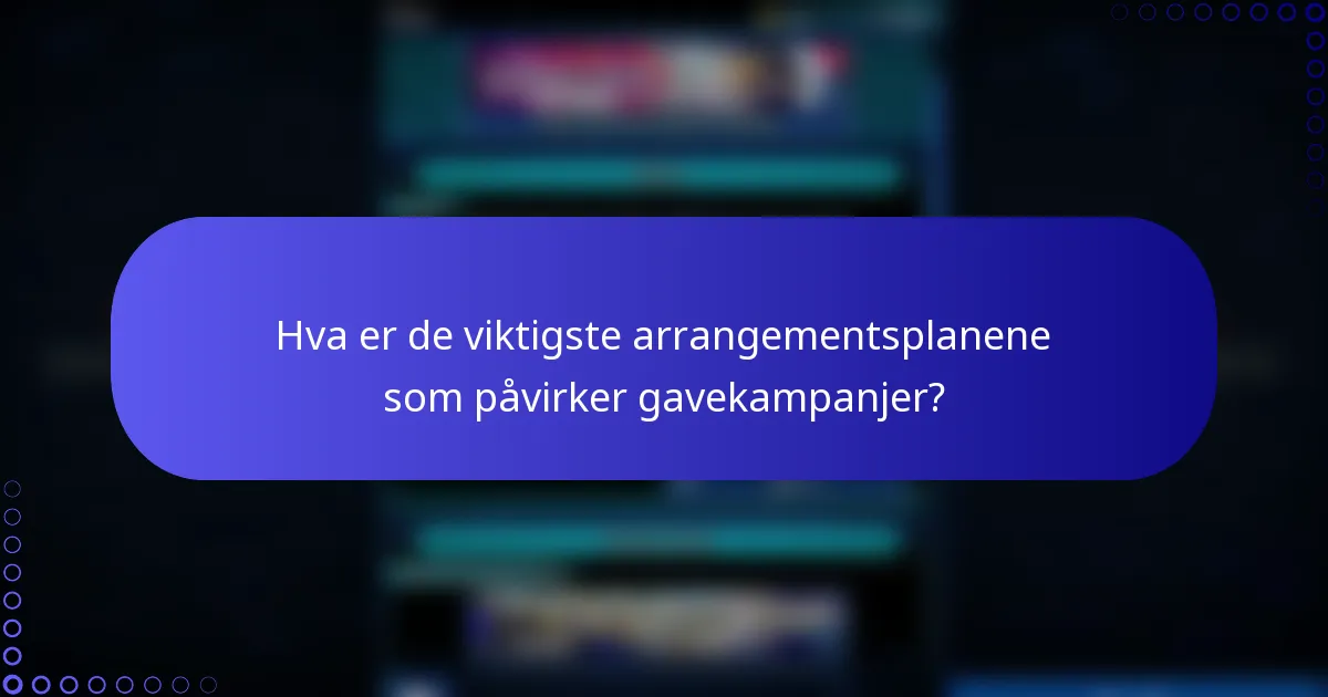Hva er de viktigste arrangementsplanene som påvirker gavekampanjer?