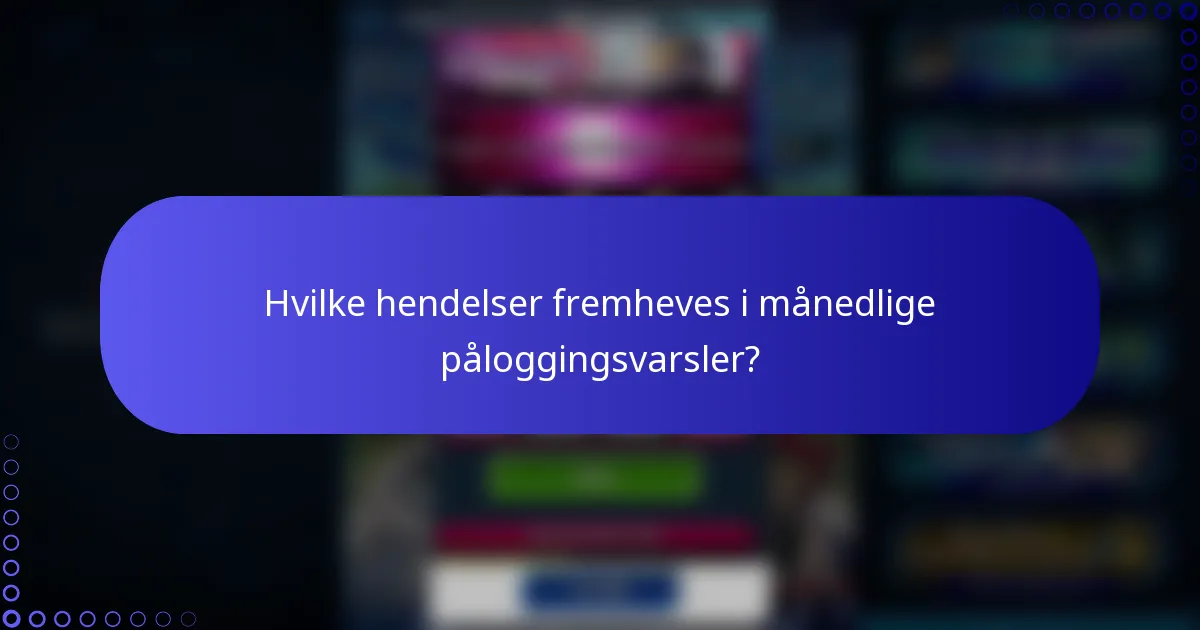 Hvilke hendelser fremheves i månedlige påloggingsvarsler?