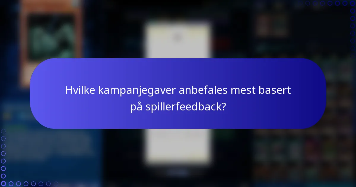 Hvilke kampanjegaver anbefales mest basert på spillerfeedback?